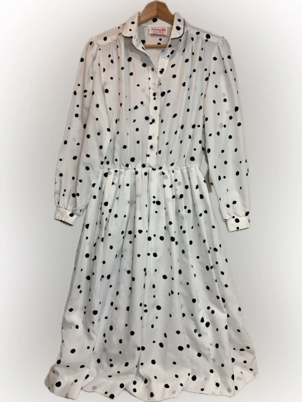 VTG Henry Lee Petites Polka Dot Midi Dress Small 80s‎ Mod Office Siren Preppy